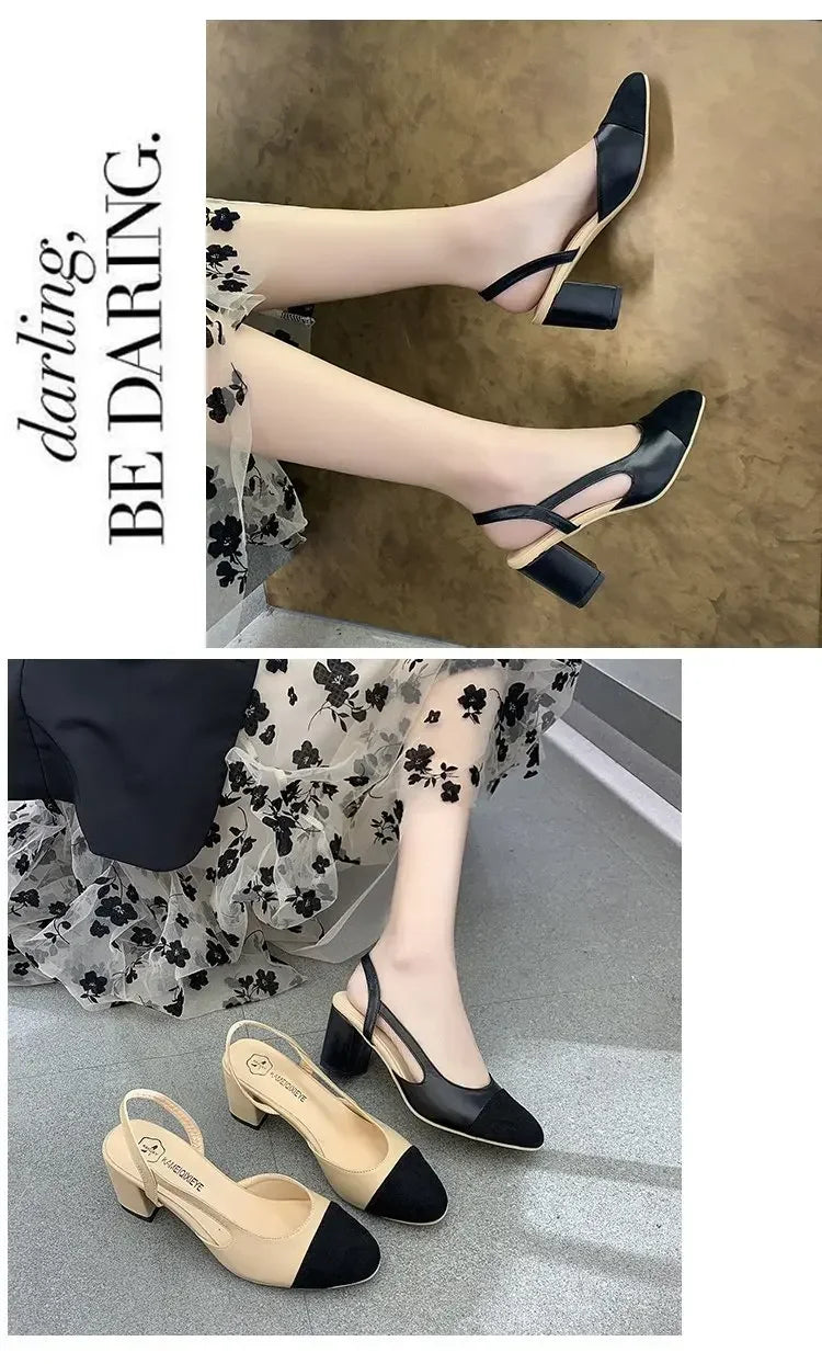 Fashion Women Shoes Woman Dress Shoes Mid Heel Square Head Wedding Party Sandals Casual Shoes