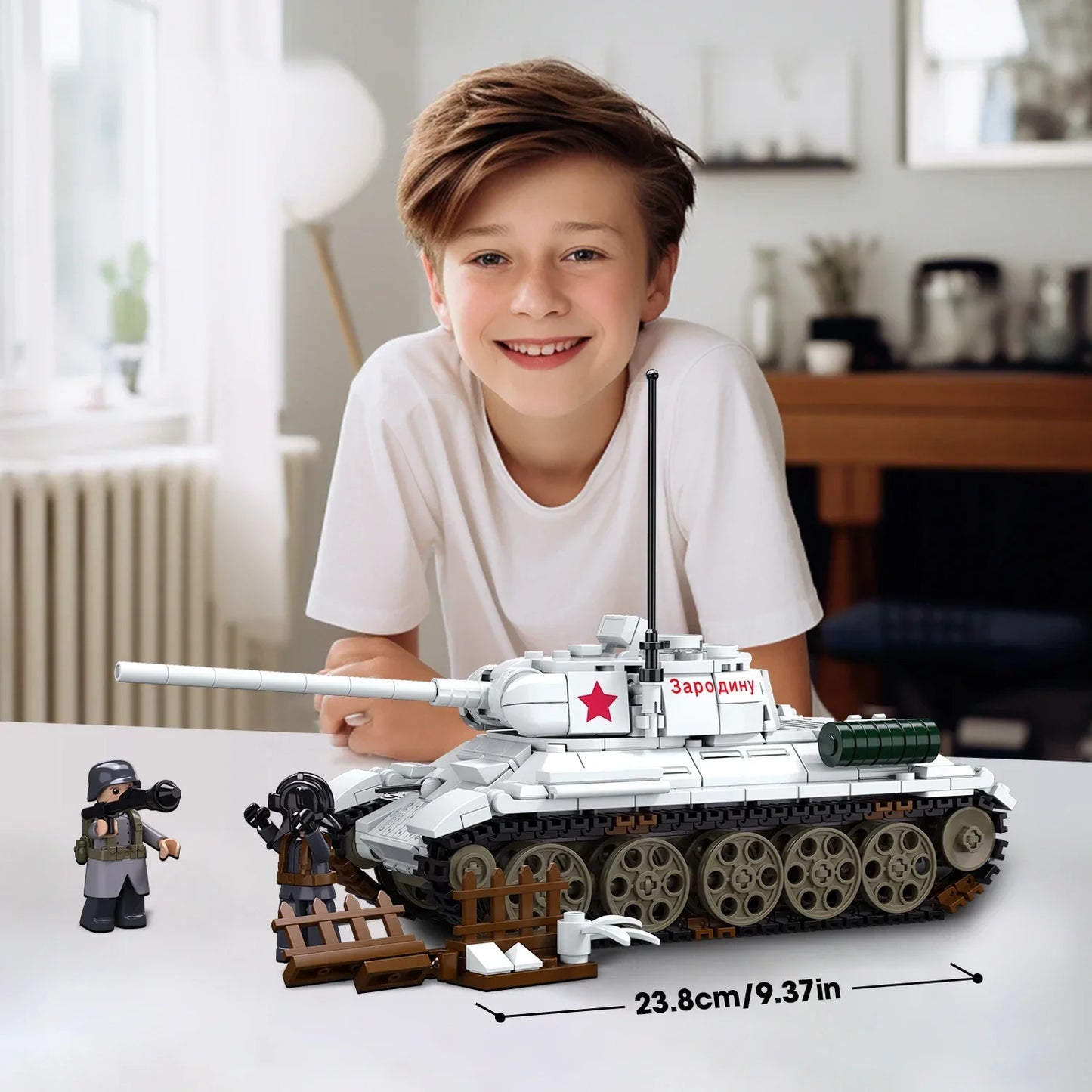 518PCS T34-85 Medium Tank Building Blocks WW2 Heavy Tank Chariot Soldier Figures Model Bricks Set Educational Toys Gifts For Kid