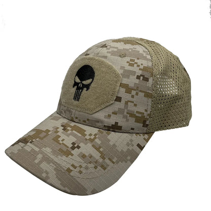 Tactical Camouflage Baseball Cap Mesh Breathable Special Forces Tactical Camo Hat Skull Duck Visor Hat