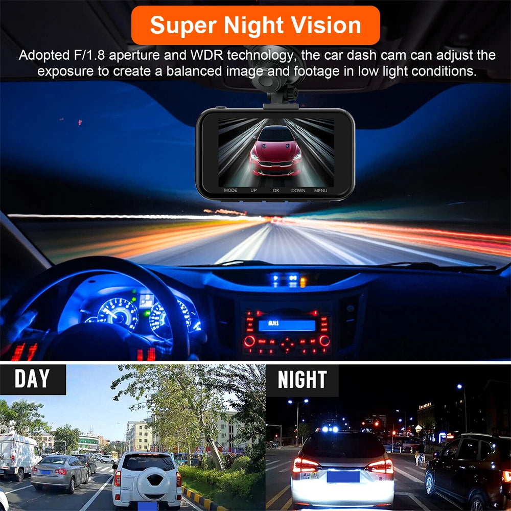 Dual Lens Dash Cam 4K HD 1080P WiFi Car DVR Front/Rear Video Recorder G-sensor Camera Night Vision Parking Monitoring Recorder