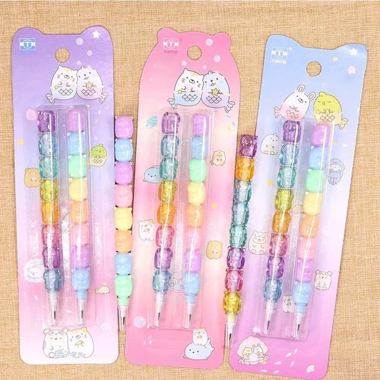 2pcs/pack Cartoon Animals Mechanical Pencils Kawaii HB Lead Non Sharpening Pencil for Writing Korean Stationery Kids Gift Office