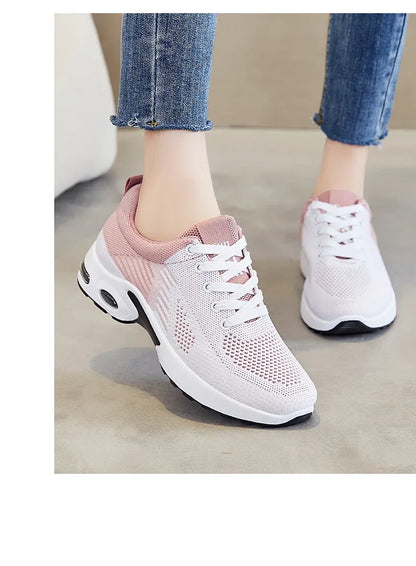 New Arrival Women's Lace-up Flats Round Toe Breathable Mesh Flat Shoes for Tennis and Outdoor Sports