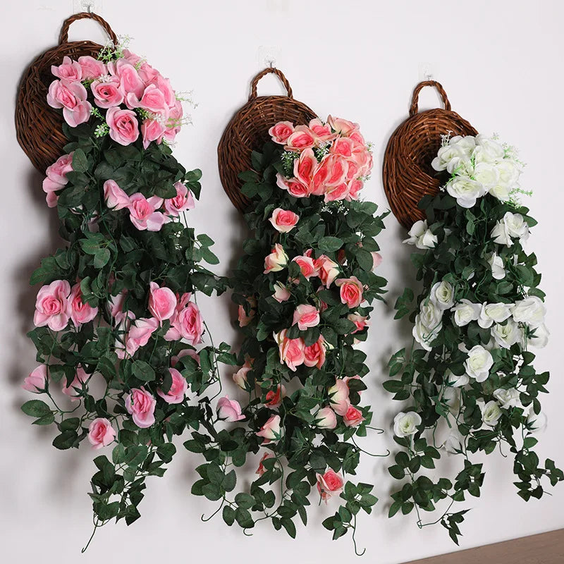 80cm Artificial Flowers Hanging Rose Vine Home Wedding Party Balcony Decor Outdoor DIY Garland Artificial Plants Fake Flower