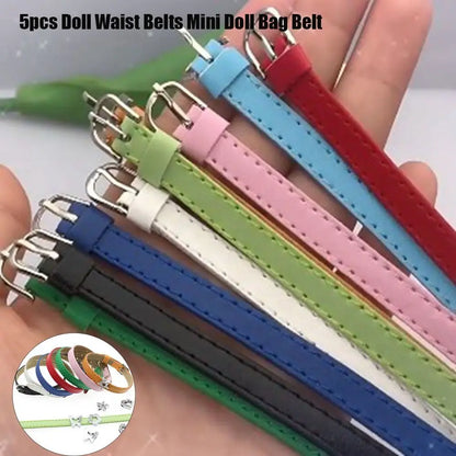 5Pcs Doll Waist Belts PU Leather Super Mini Waistband Candy Color DIY Handmade Belt For 1/3 1/6 Bjd Doll Clothes Accessories