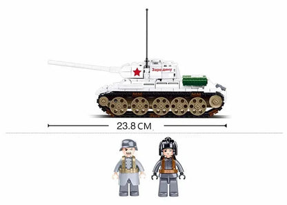 518PCS T34-85 Medium Tank Building Blocks WW2 Heavy Tank Chariot Soldier Figures Model Bricks Set Educational Toys Gifts For Kid