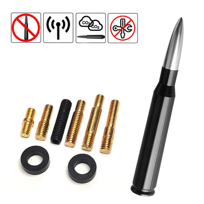 Bullet Antenna Roof Radio Whip Aerial Antenna Pole AM/FM Radio Car Pole Antenna Short Adapter Radio Foot Stations Aluminum