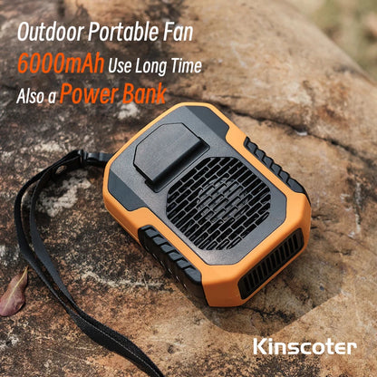 KINSCOTER Outdoor Hanging Waist Fan 6000mAh Portable Waist/Neck Fan Cooler Ventilator 3 Speeds Silent Long Use Life Electric Fan