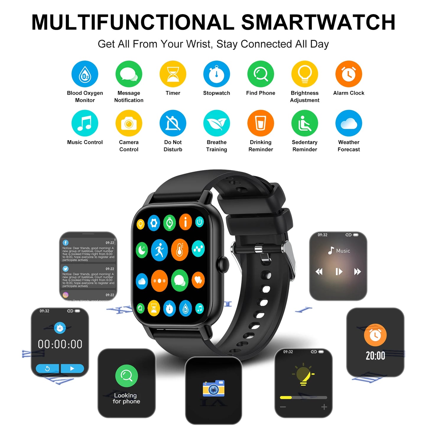 Smart Watch, 1.85" Smartwatch for  IP68 Waterproof, 110+ Sport Modes, Fitness Activity Tracker, Heart Rate Sleep Monitor.