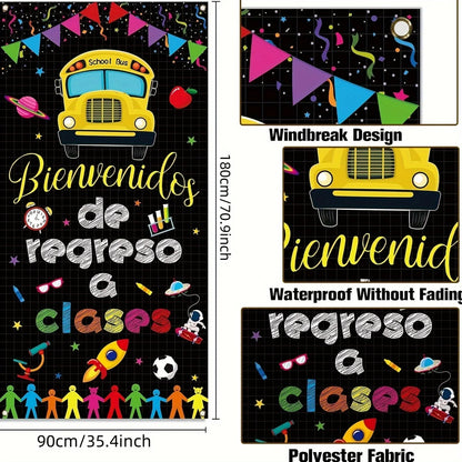 Bienvenidos De Regreso A Clases Door Cover Spanish Welcome Back to School Decoration Photo Booth Backdrop Decor Wall Decoration
