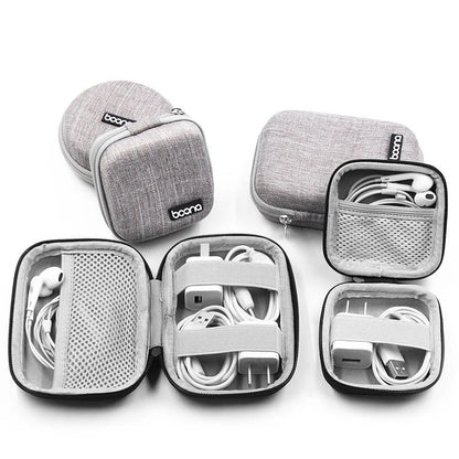 Portable Data Cable Organizer Bag Circular Earphone Storage Hard Shell Waterproof Cases Charger USB Packing Box Zipper Pouch