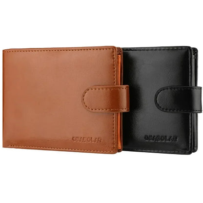 Retro Large Capacity 3 Fold Buckle Short Wallet PU leather Wallet Multiple Card Slots ID Credit Card Holder Men Coin Bag Purse