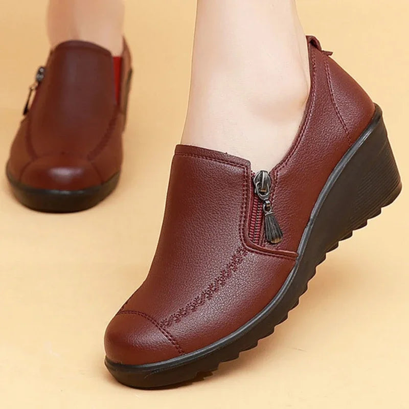 2024 New Spring Autumn Fashion Women's Wedge Casual Single Shoes Increase Wear Comfortable Chaussure Femme