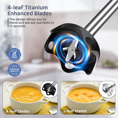 1000 Watt Powerful Handheld Immersion Blender, Vegetable Meat Immersion Egg Beater For Smoothies, Sauces, Baby Food Soups