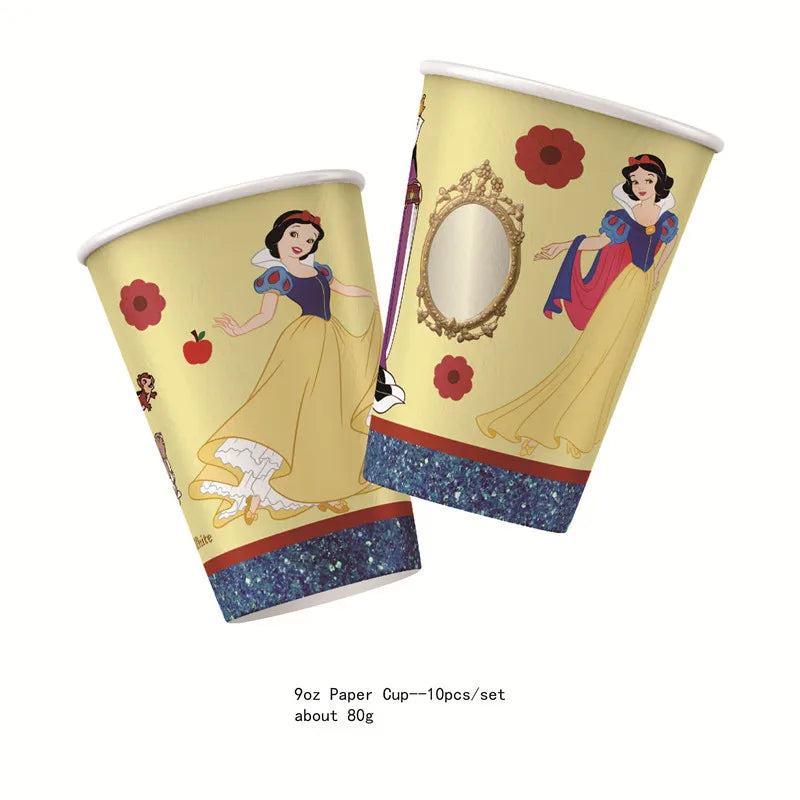 Snow White Theme Party Supplies Children Birthday Party Disposable Tableware Set Paper Plate Cup Napkins Baby Shower Decorations