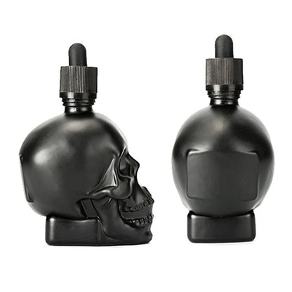 1pcs 30ml Skull Bottle Bitter Bottle E Liquid Frosted Black Skull Shape Glass Dropper Bottle With Child Proof