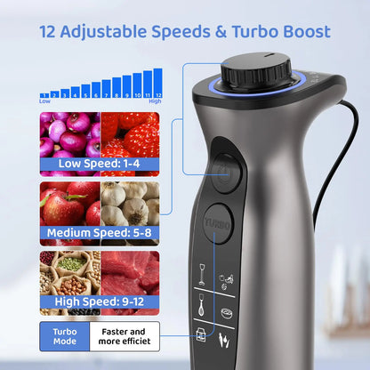 1000 Watt Powerful Handheld Immersion Blender, Vegetable Meat Immersion Egg Beater For Smoothies, Sauces, Baby Food Soups