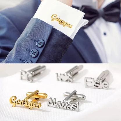 Custom Men's Shirt Cufflinks Personalized Customized Name Stainless Steel Cufflinks Fashion Jewelry Gift Gemelos Personalizados