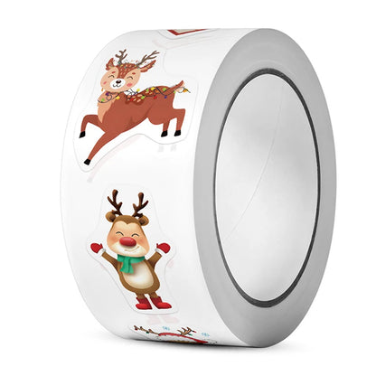 500Pcs/Roll Heterotypic Christmas Elks Reindeers Stickers 10 Designs 2.5cm/1.0'' Beautiful Merry Christmas Decals DIY Labels