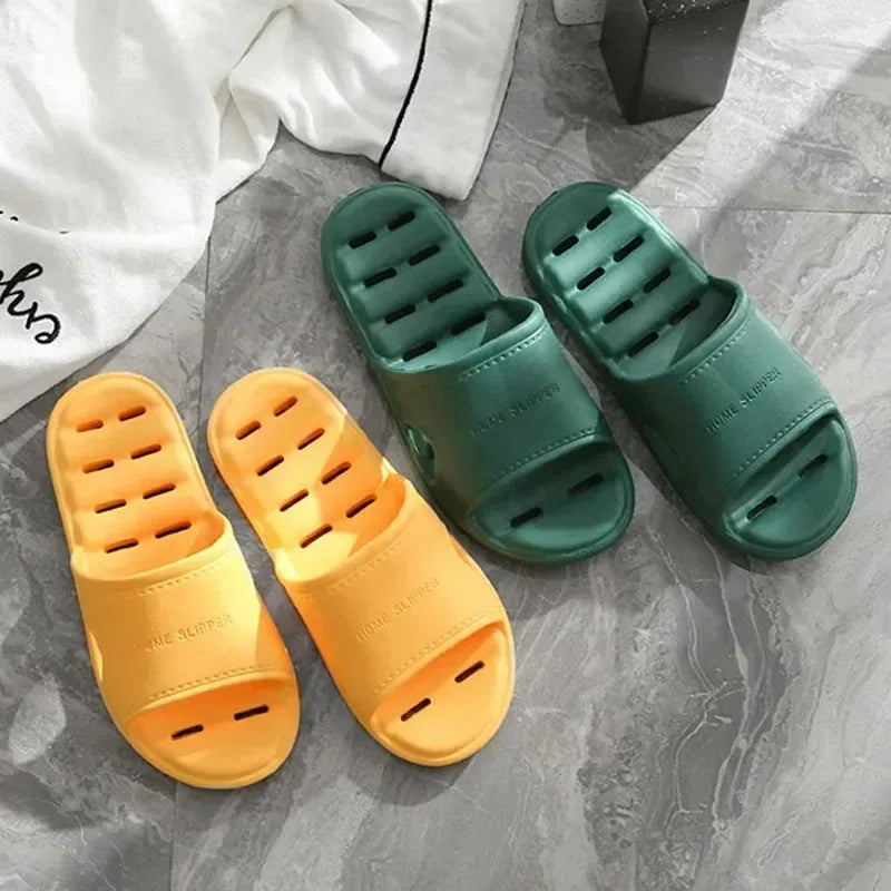 Men Bathroom Slippers Women Home Slipper Non-slip Water Leaky Slippers Couples Beach Flip Flop Comfortable Soft Sole Slides