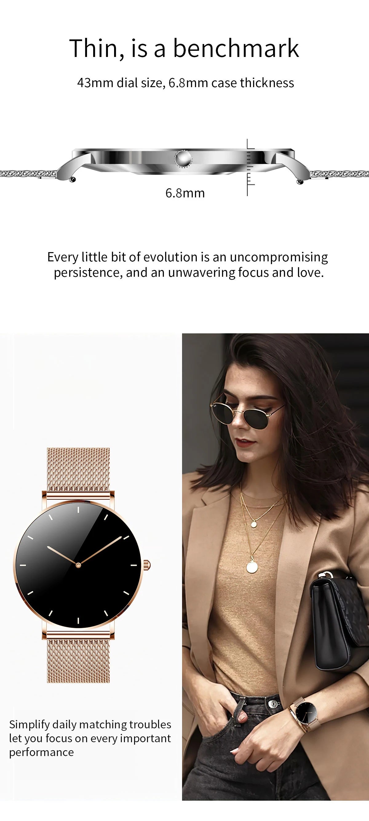 2024 Ultra Thin Smart Watch For Women Full Touch Screen IP67 Waterproof Ladies Watches Sports Fitness Tracker Women’s Smartwatch