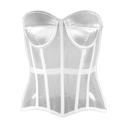 Women Corset Bustiers Strapless With Bra Breathable Mesh Lace Up Boned Bodices Waist Girdle Tummy Control Tight Tops XXS To 6XL