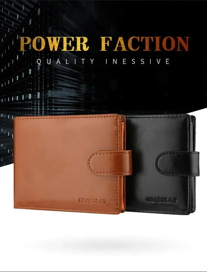 Retro Large Capacity 3 Fold Buckle Short Wallet PU leather Wallet Multiple Card Slots ID Credit Card Holder Men Coin Bag Purse
