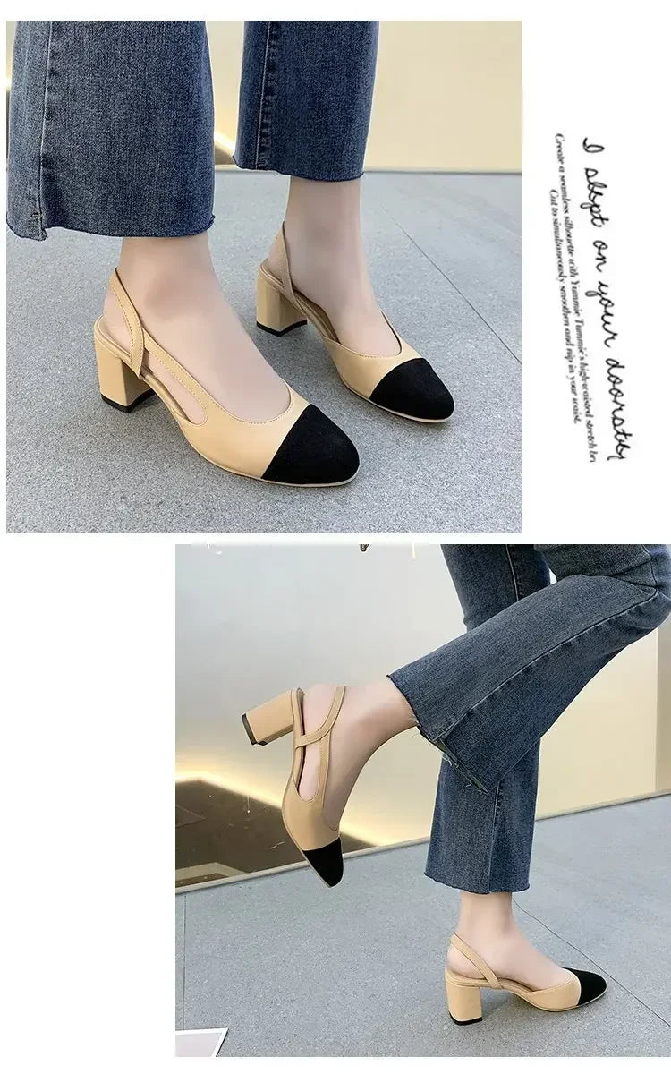 Fashion Women Shoes Woman Dress Shoes Mid Heel Square Head Wedding Party Sandals Casual Shoes