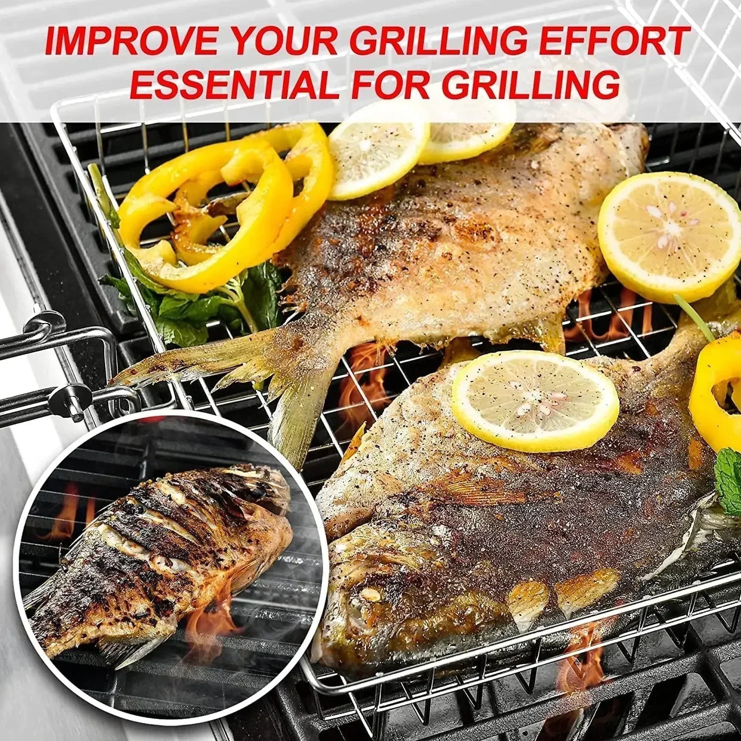 Portable Grill Basket Folding Stainless Steel BBQ Grill Basket with Handle for Fish Vegetables Shrimp Cooking Cookware Tools New