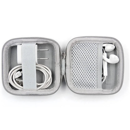 Portable Data Cable Organizer Bag Circular Earphone Storage Hard Shell Waterproof Cases Charger USB Packing Box Zipper Pouch