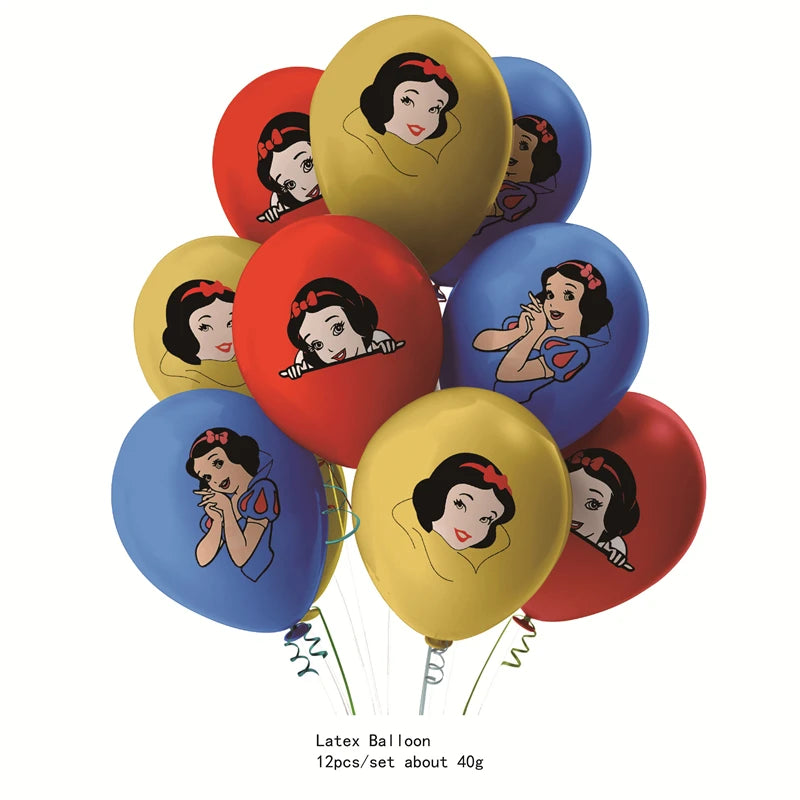 Snow White Theme Party Supplies Children Birthday Party Disposable Tableware Set Paper Plate Cup Napkins Baby Shower Decorations