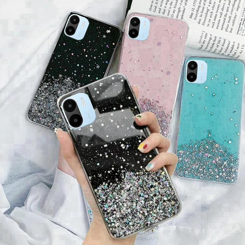 Soft Full Cover For redmi A1 redmiA1 Back cover CAPA Bling Glitter Phone Case For xiaomi redmi A1 A 1 1A