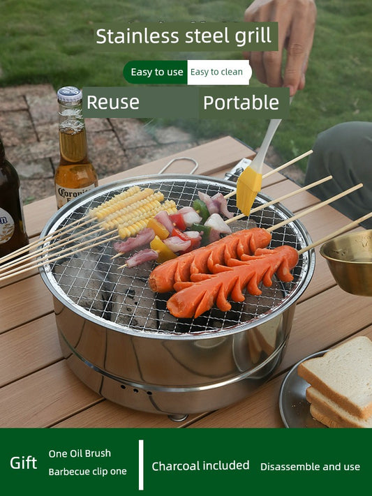 Disposable Barbecue Stove Outdoor Charcoal Grill Stove Portable Home Baking Dish Stove Tea Table Small Barbecue Grill Camping