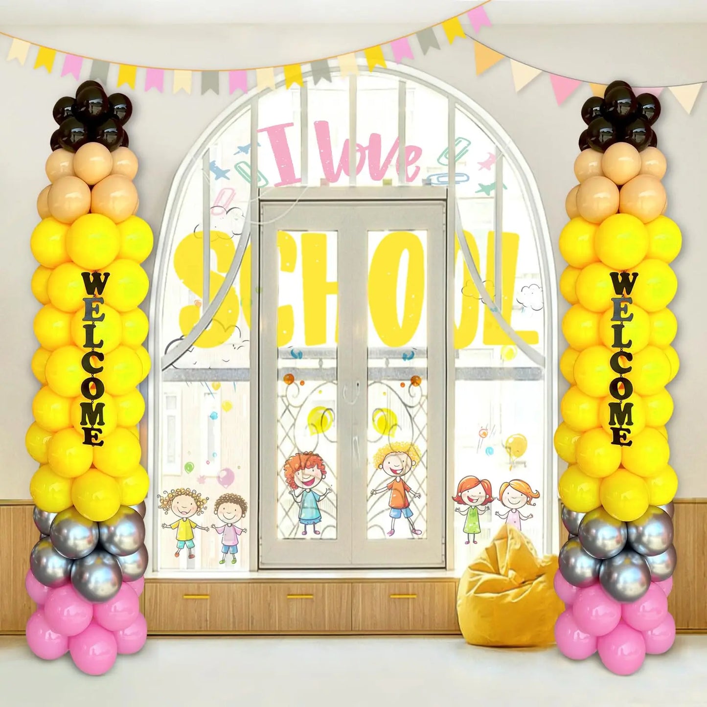 164pcs Back to School Balloon Garland Arch Kit DIY Colorful Pencil Balloon for Welcome Back to School Classroom Party Decoration