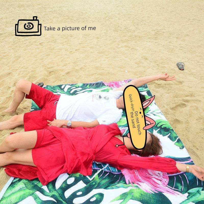 Beach Towel Seaside Beach Mat Sand-Proof Mat Portable Ultra-Light Beach Net Red Decorative Cloth Outdoor Sunscreen Shawl Quick-Drying
