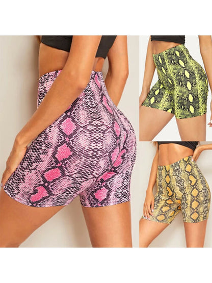 Sexy Women Summer Shorts New Snake Print High Waist Shorts Elastic Waist Short Trousers Women Trousers Pantalones Cortos Mujer