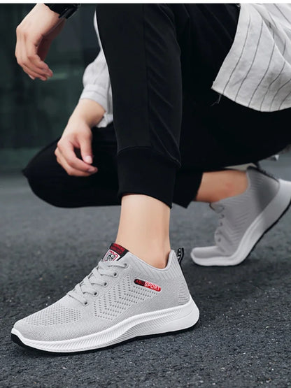 2024 Breathable Shoes for Men Mesh Lightweight Casual Shoes Comfortable Soft Bottom Flats Lace Up Sneakers Men Zapatillas Hombre