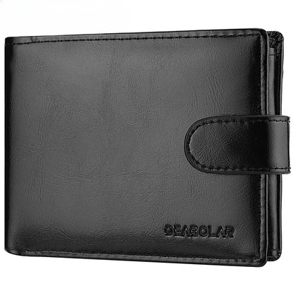 Retro Large Capacity 3 Fold Buckle Short Wallet PU leather Wallet Multiple Card Slots ID Credit Card Holder Men Coin Bag Purse