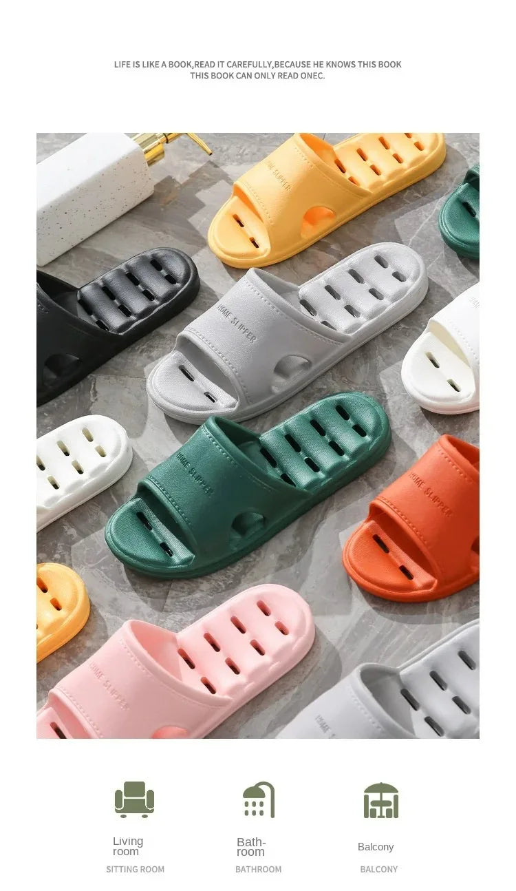 Men Bathroom Slippers Women Home Slipper Non-slip Water Leaky Slippers Couples Beach Flip Flop Comfortable Soft Sole Slides