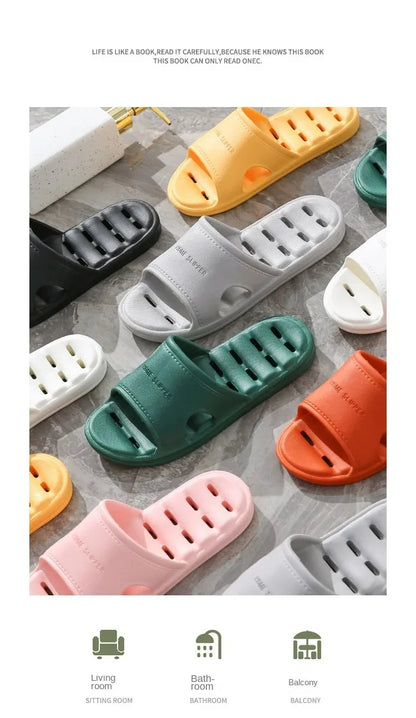 Men Bathroom Slippers Women Home Slipper Non-slip Water Leaky Slippers Couples Beach Flip Flop Comfortable Soft Sole Slides