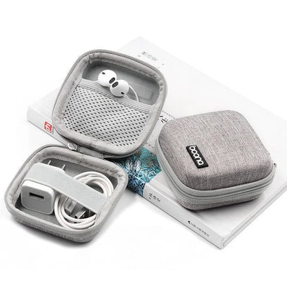 Portable Data Cable Organizer Bag Circular Earphone Storage Hard Shell Waterproof Cases Charger USB Packing Box Zipper Pouch