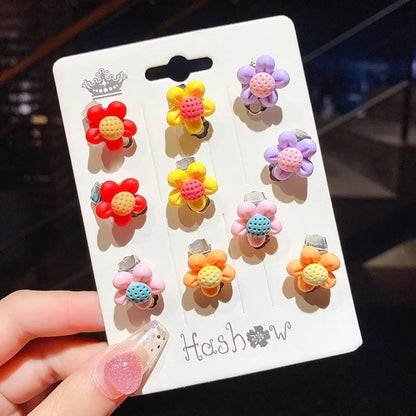 10pcs Cute Girls Earrings Ear Clip No Ear Hole Flower Earrings Children Jewelry Princess Girls Birthday Gifts Kids Accessories