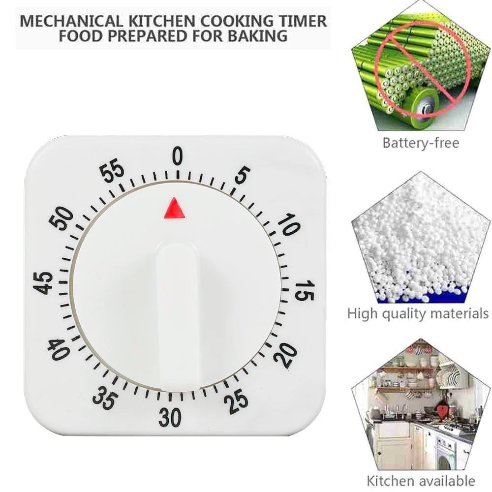 Wind Up Mechanical Alarm Timer 60 Minutes Stopwatch Visual Countdown Timer Cooking Time Manager For Home Kitchen Cooking