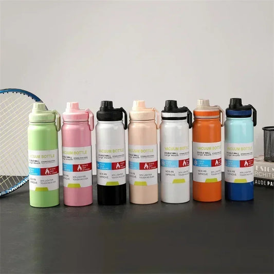 2024 Large Capacity Sports Water Bottle Portable Travel Car Water Cup Stainless Steel Space Kettle Thermos Flask