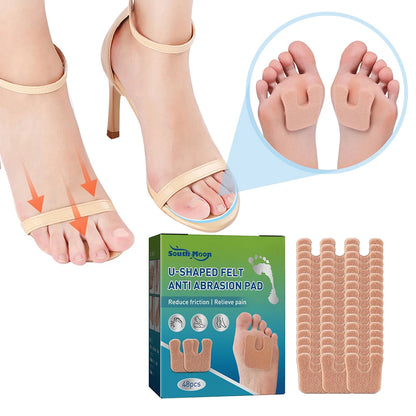 48pcs Anti-Callus Foot Cushion Soft Comfortable U-Shaped Felt Callus Pads Friction Reduction Pain Pressure Relief Foot Care