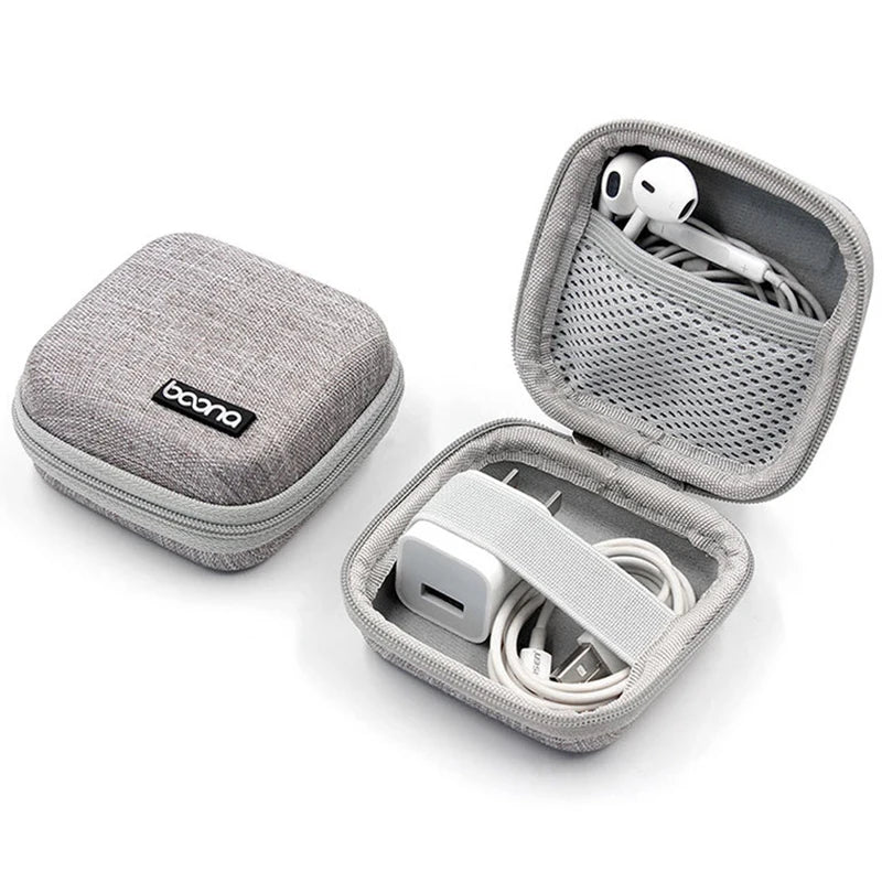 Portable Data Cable Organizer Bag Circular Earphone Storage Hard Shell Waterproof Cases Charger USB Packing Box Zipper Pouch