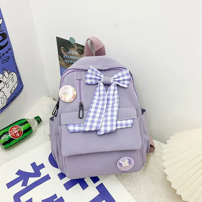 Fashion Bow Backpack Children's School Backpack Large Capacity Nylon School Bags Elementary School Book Bags Outdoor Travel Bag