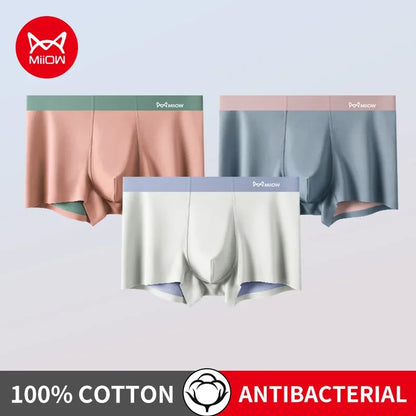 MiiOW 3Pcs Nylon Breathable Summer Men's Panties Seamless Men Underwear Antibacterial Cotton Crotch Man Boxers Mens Underpants
