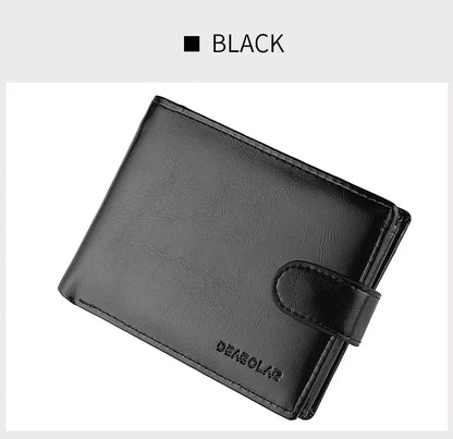 Retro Large Capacity 3 Fold Buckle Short Wallet PU leather Wallet Multiple Card Slots ID Credit Card Holder Men Coin Bag Purse