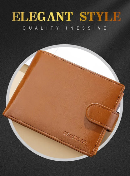 Retro Large Capacity 3 Fold Buckle Short Wallet PU leather Wallet Multiple Card Slots ID Credit Card Holder Men Coin Bag Purse
