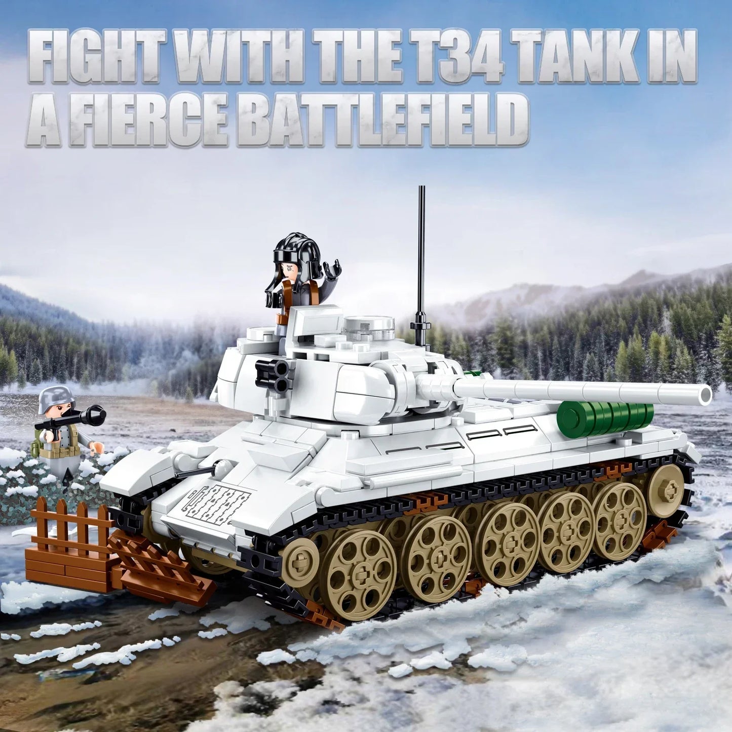 518PCS T34-85 Medium Tank Building Blocks WW2 Heavy Tank Chariot Soldier Figures Model Bricks Set Educational Toys Gifts For Kid